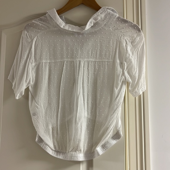 Candies White Button Up Top with Tie and Textured Dots - Picture 3 of 3